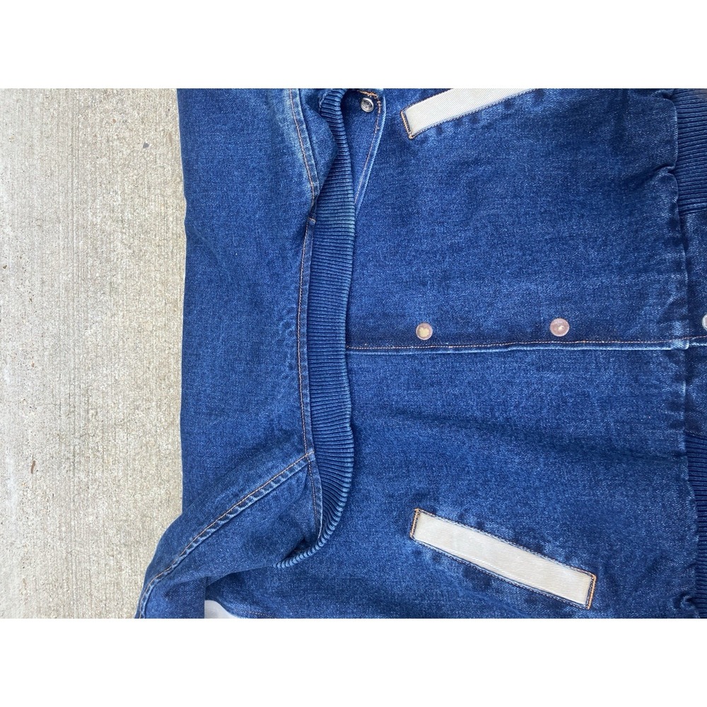 Vintage Diner Jean Jacket Mens Large L Blue Denim Varsity Cotton USA Made 90s - Picture 10 of 13